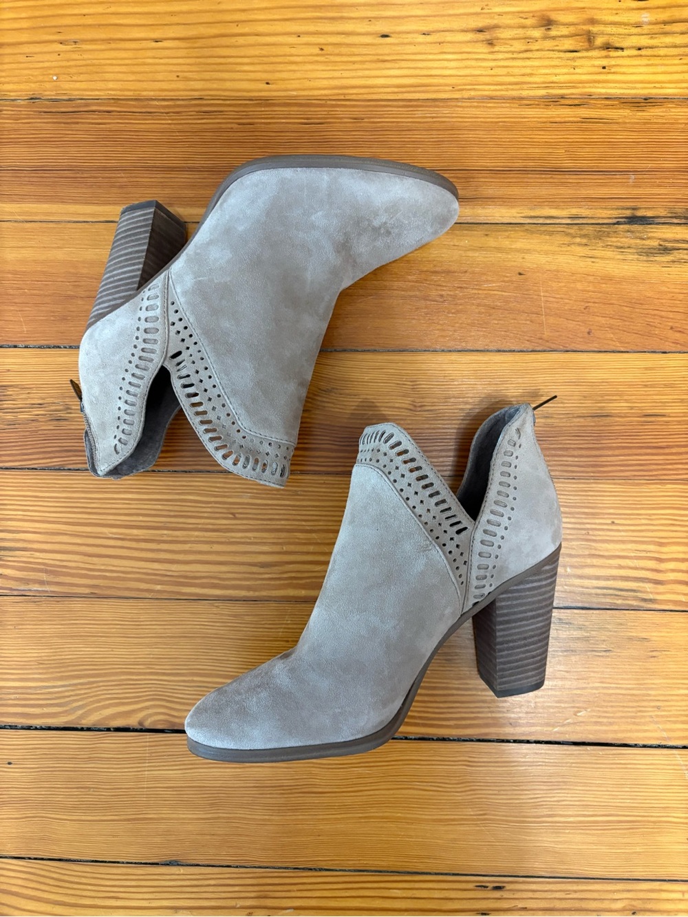 Vince Camuto Suede Cutout Ankle Booties - Taupe